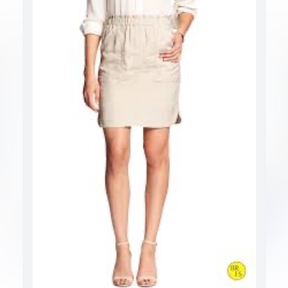 Banana Republic linen blend skirt | Beige Paperbag Waist Mini Skirt